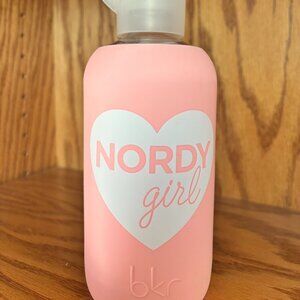 RARE BKR Glass Water Bottle 16oz Pink Nordy Girl Heart